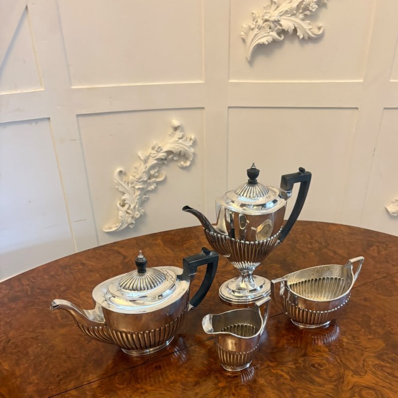 Antique Edwardian Four Piece Silver Plated Tea and Coffee Set