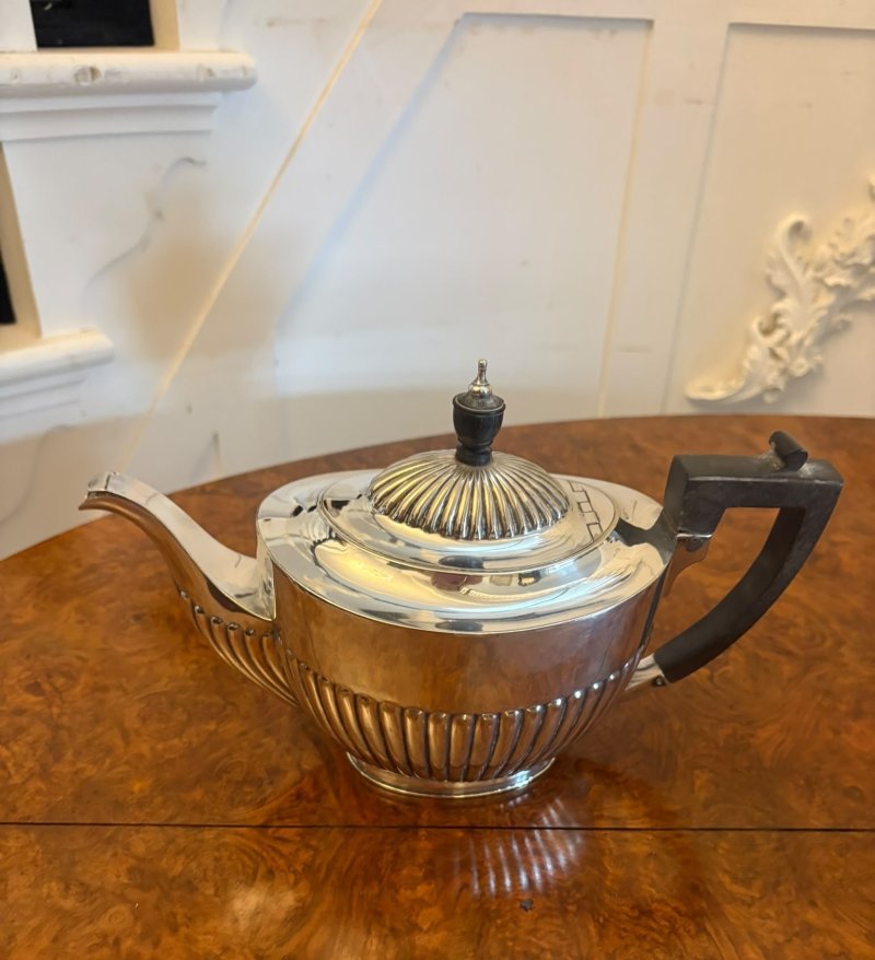 Antique Edwardian Four Piece Silver Plated Tea and Coffee Set - Image 7