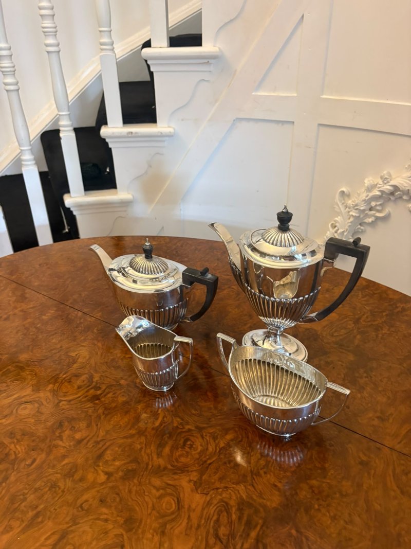 Antique Edwardian Four Piece Silver Plated Tea and Coffee Set - Image 6