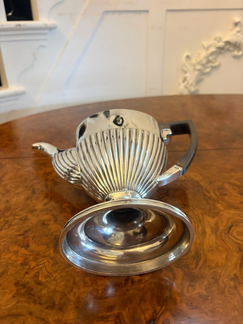 Antique Edwardian Four Piece Silver Plated Tea and Coffee Set - Image 11