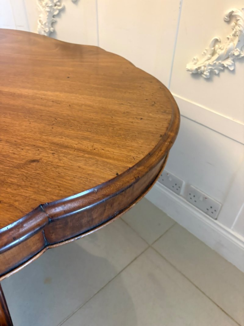 Antique Victorian Figured Mahogany Serpentine Tilt-Top Dining Centre Table - Image 8