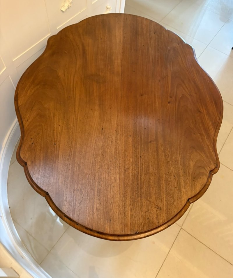 Antique Victorian Figured Mahogany Serpentine Tilt-Top Dining Centre Table - Image 5