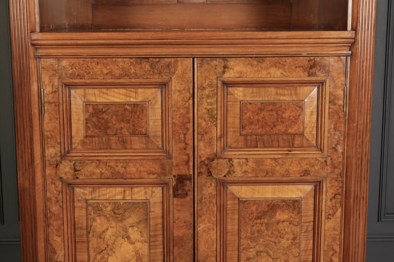 Victorian Burr Walnut Office Bookcase - Image 13