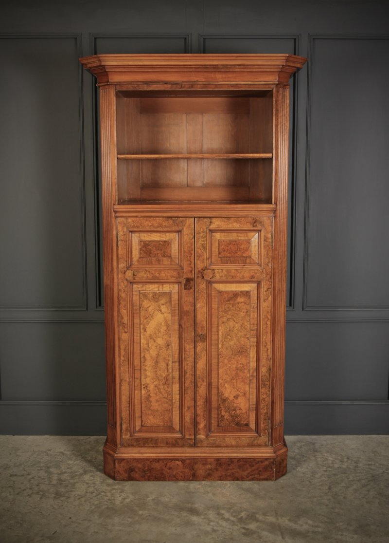 Victorian Burr Walnut Office Bookcase - Image 4
