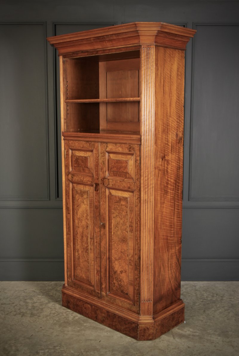Victorian Burr Walnut Office Bookcase - Image 11