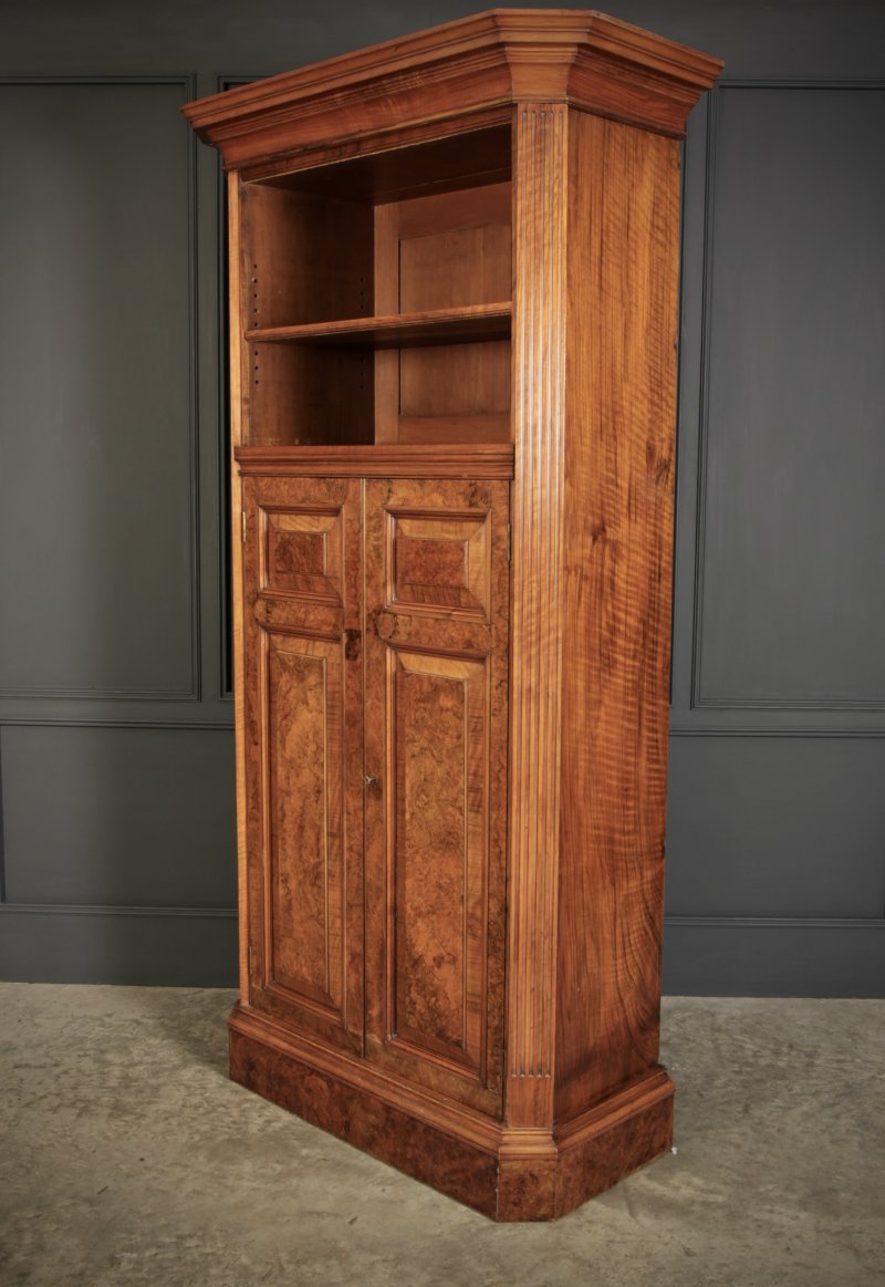 Victorian Burr Walnut Office Bookcase - Image 12