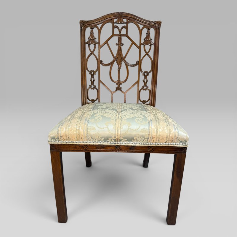 Antique Georgian Walnut Chinese Chippendale-Style Side Chair - Image 2
