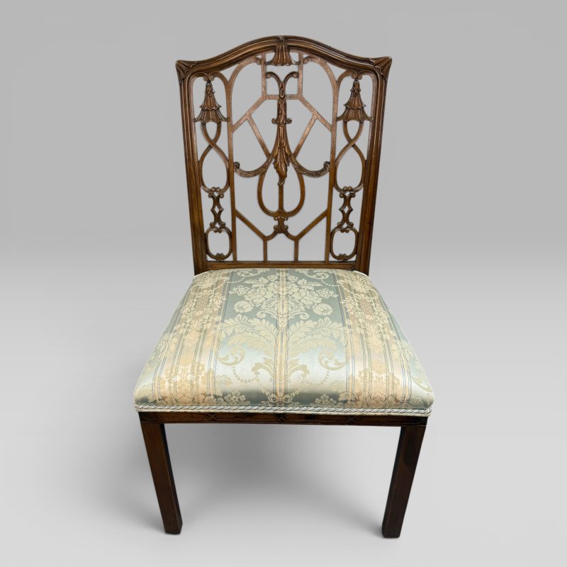 Antique Georgian Walnut Chinese Chippendale-Style Side Chair - Image 3