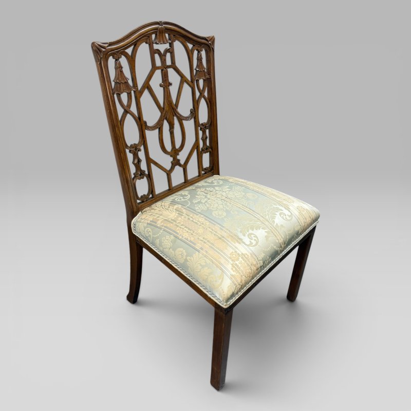 Antique Georgian Walnut Chinese Chippendale-Style Side Chair - Image 4