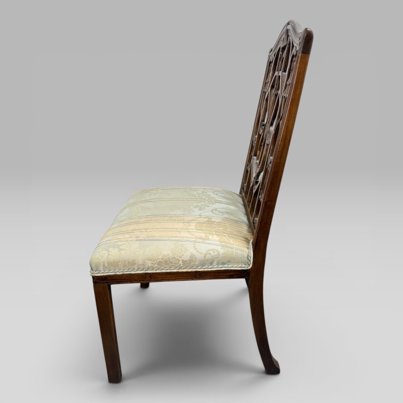 Antique Georgian Walnut Chinese Chippendale-Style Side Chair - Image 6