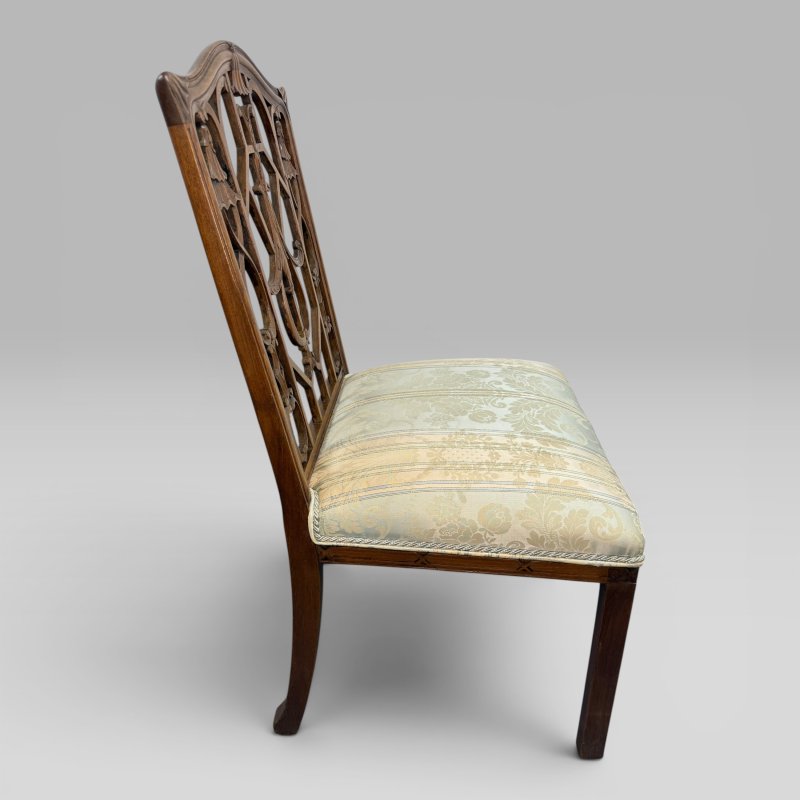 Antique Georgian Walnut Chinese Chippendale-Style Side Chair - Image 5