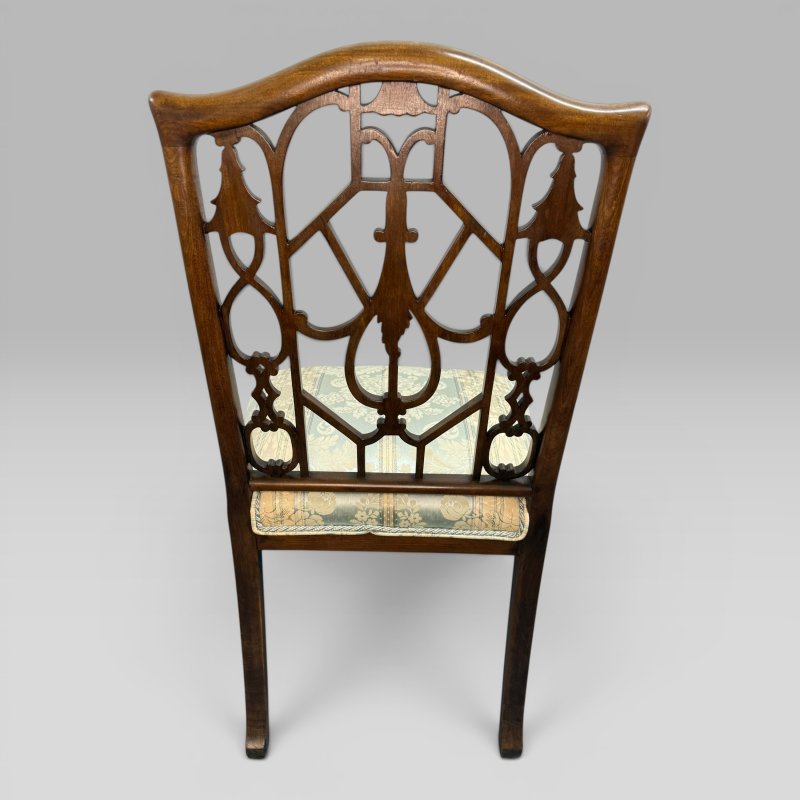 Antique Georgian Walnut Chinese Chippendale-Style Side Chair - Image 7