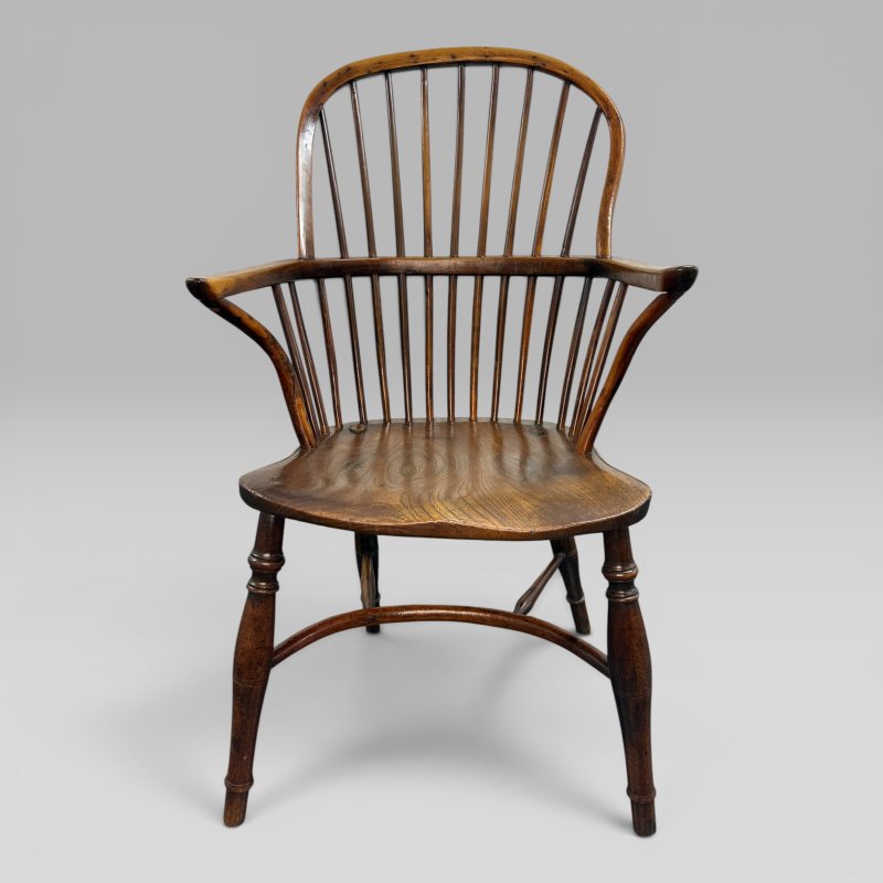 Antique Early 19th Century Yew Wood & Elm Windsor Armchair - Image 2