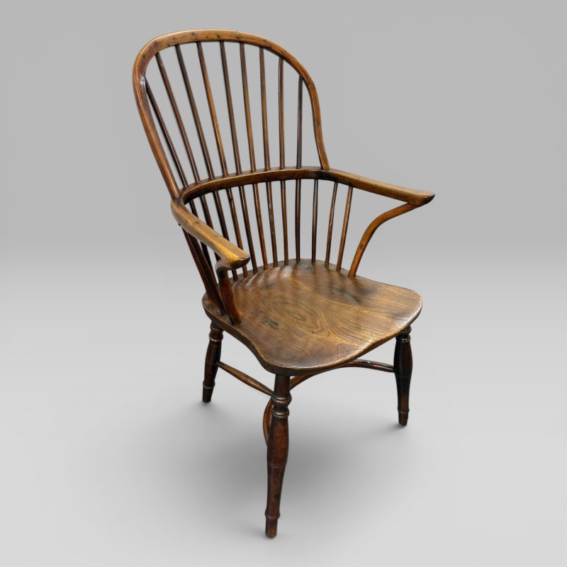 Antique Early 19th Century Yew Wood & Elm Windsor Armchair - Image 4