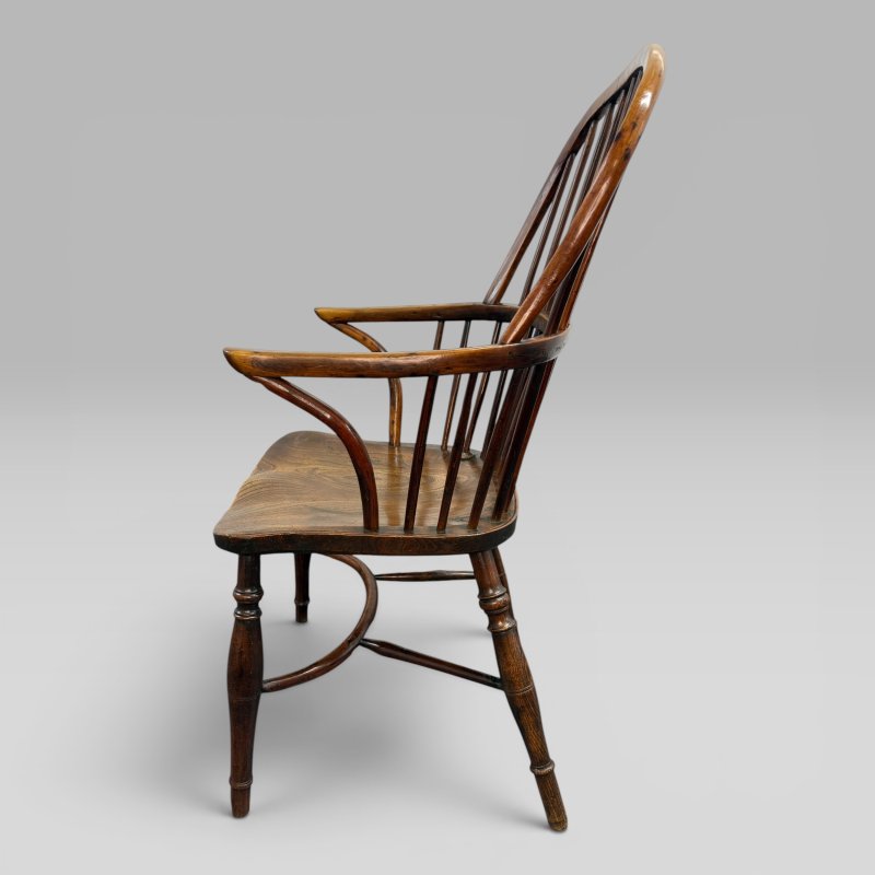 Antique Early 19th Century Yew Wood & Elm Windsor Armchair - Image 3
