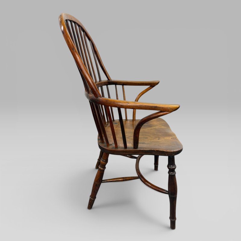 Antique Early 19th Century Yew Wood & Elm Windsor Armchair - Image 5