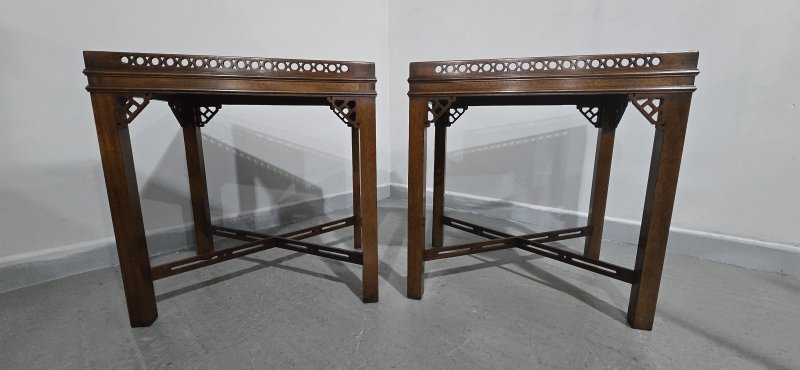 Fine Pair Mahogany Chippendale Side Lamp Tables - Image 2