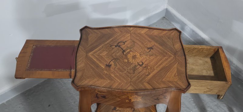 Pair French Marquetry Lamp Tables - Image 5