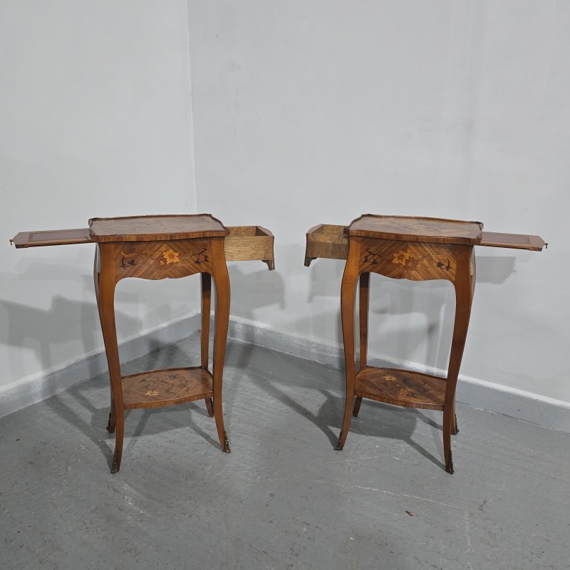 Pair French Marquetry Lamp Tables - Image 2