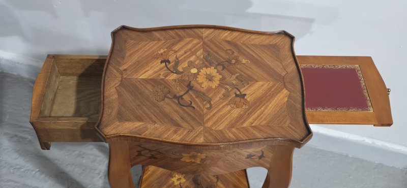 Pair French Marquetry Lamp Tables - Image 6