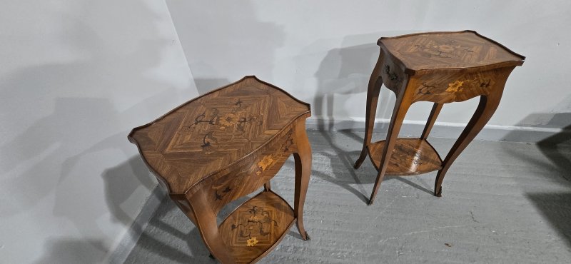 Pair French Marquetry Lamp Tables - Image 8
