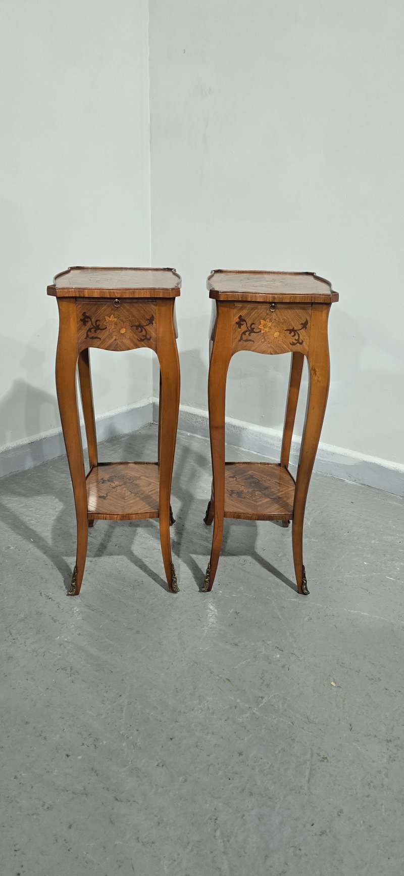 Pair French Marquetry Lamp Tables - Image 11