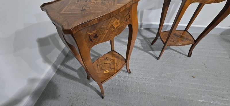 Pair French Marquetry Lamp Tables - Image 12