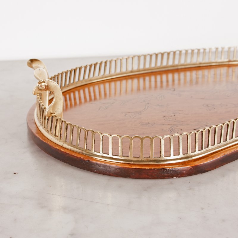 Highly Decorative Inlaid Satinwood Kidney Shaped Tray - Image 2