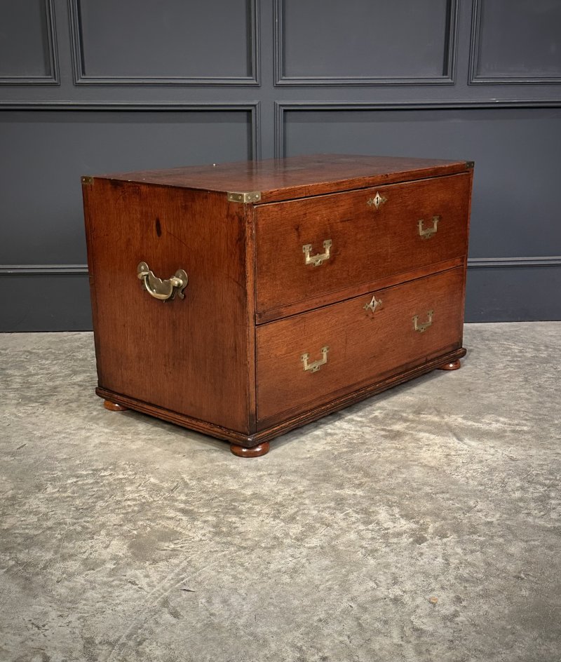 Rare Pair of Regency Teak Military Campaign Chests - Image 5