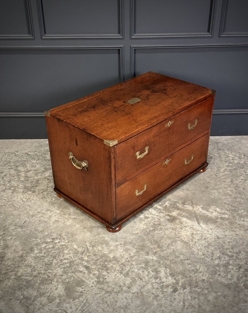 Rare Pair of Regency Teak Military Campaign Chests - Image 6