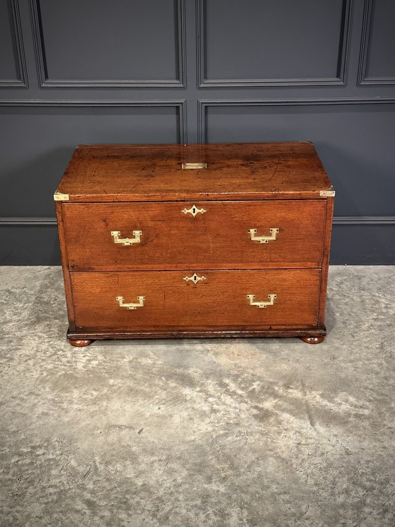 Rare Pair of Regency Teak Military Campaign Chests - Image 7