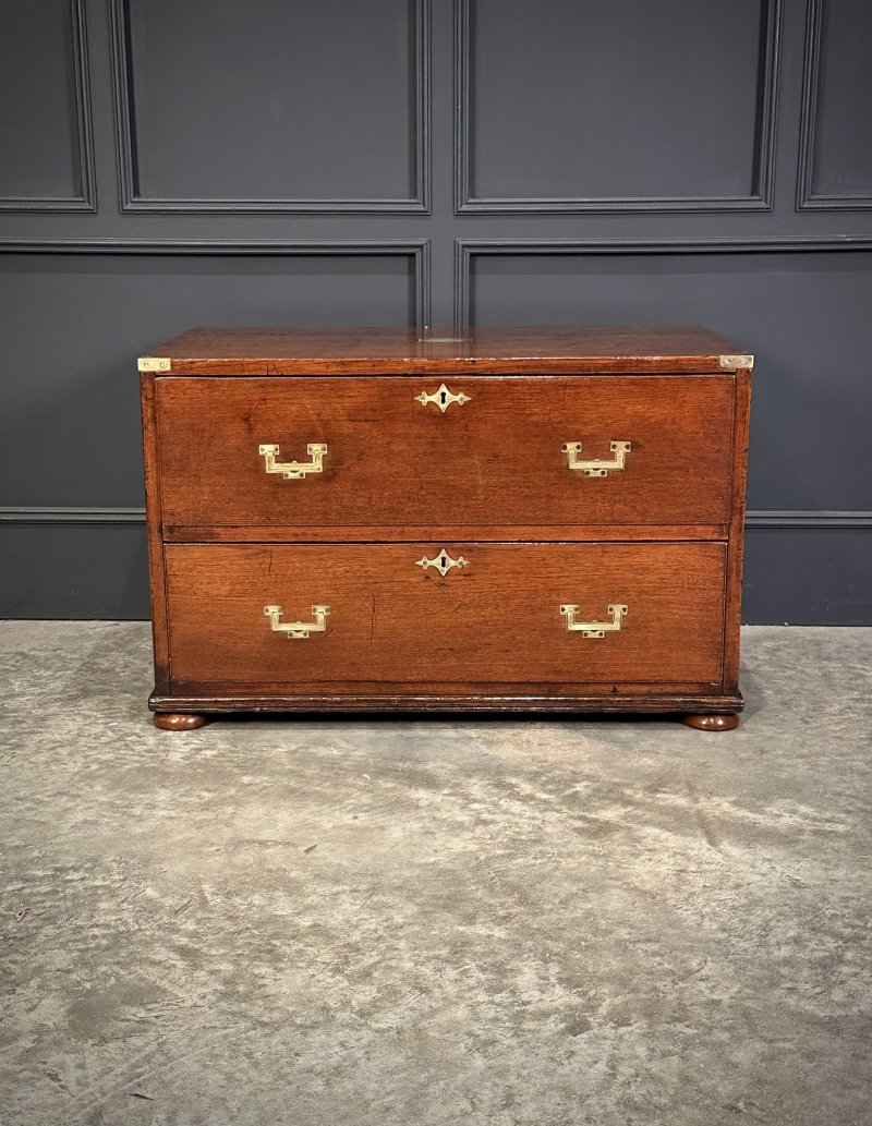 Rare Pair of Regency Teak Military Campaign Chests - Image 8