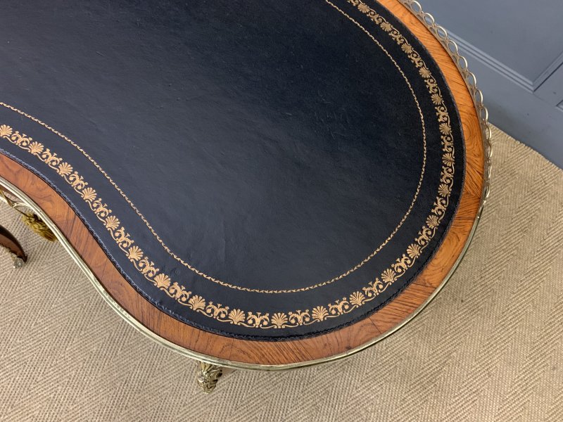 Victorian Kidney Shaped Rosewood Writing Table - Image 17