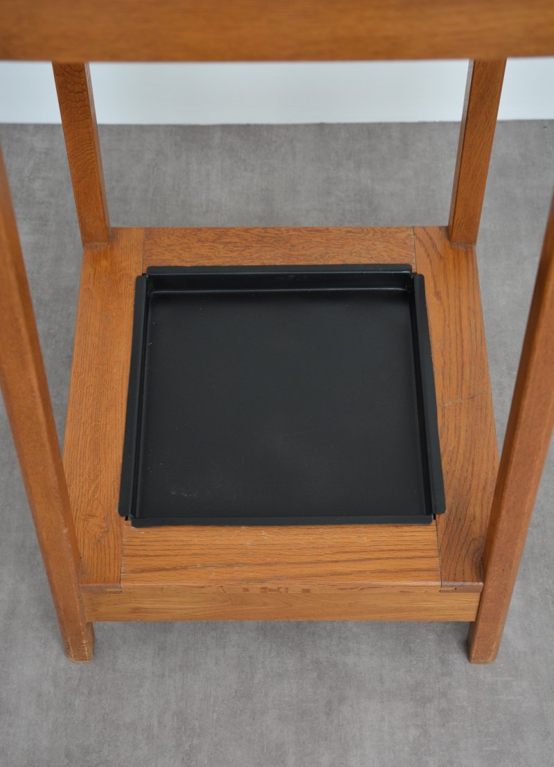 Mid-Century Modern Oak Coat Stand with Integrated Umbrella Holders and Drip Tray - Image 17