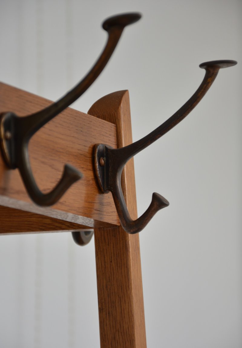 Mid-Century Modern Oak Coat Stand with Integrated Umbrella Holders and Drip Tray - Image 11