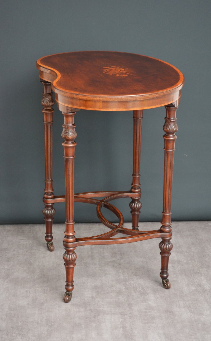 Exhibition Quality Edwardian Inlaid Mahogany Kidney Shaped Side Table - Image 2