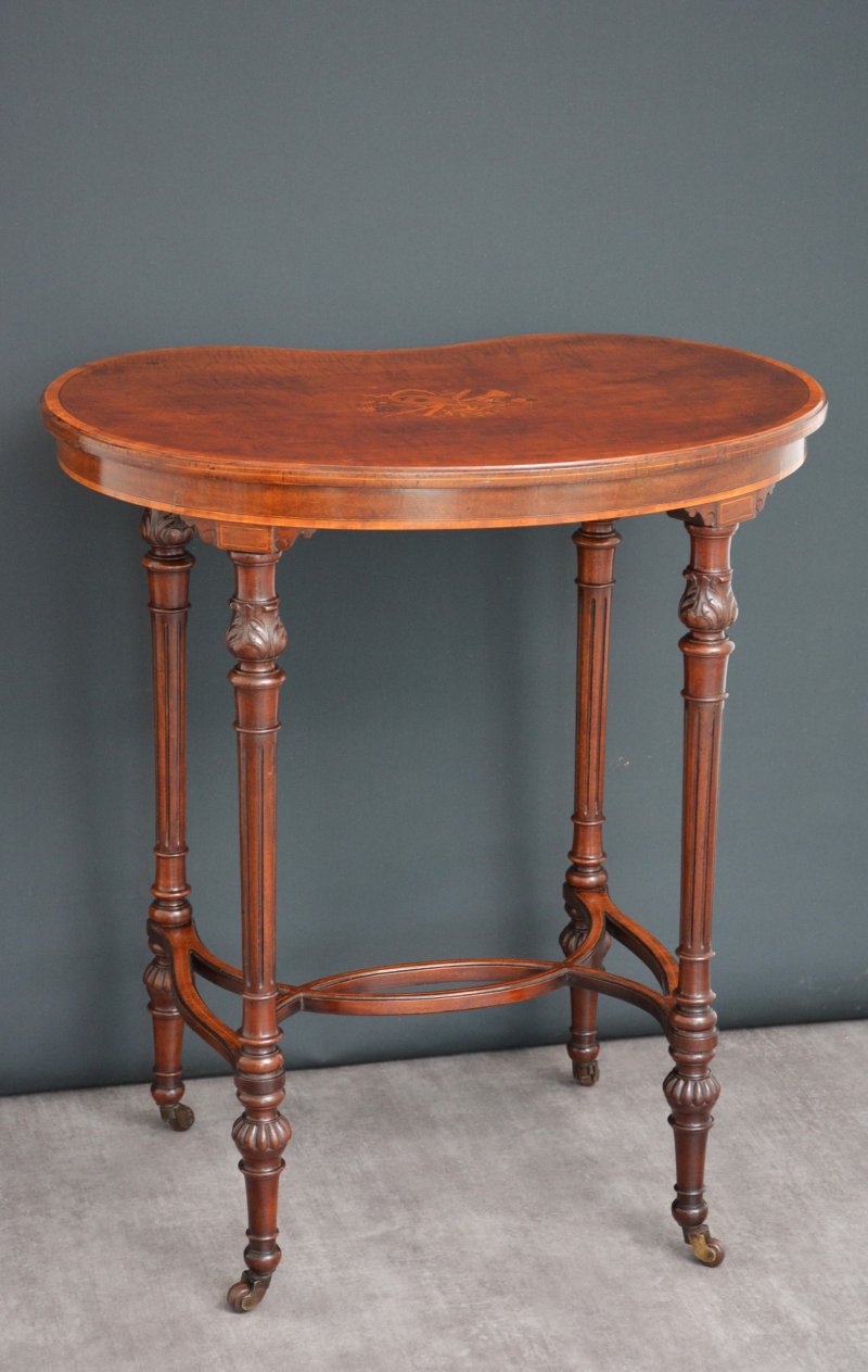 Exhibition Quality Edwardian Inlaid Mahogany Kidney Shaped Side Table - Image 3