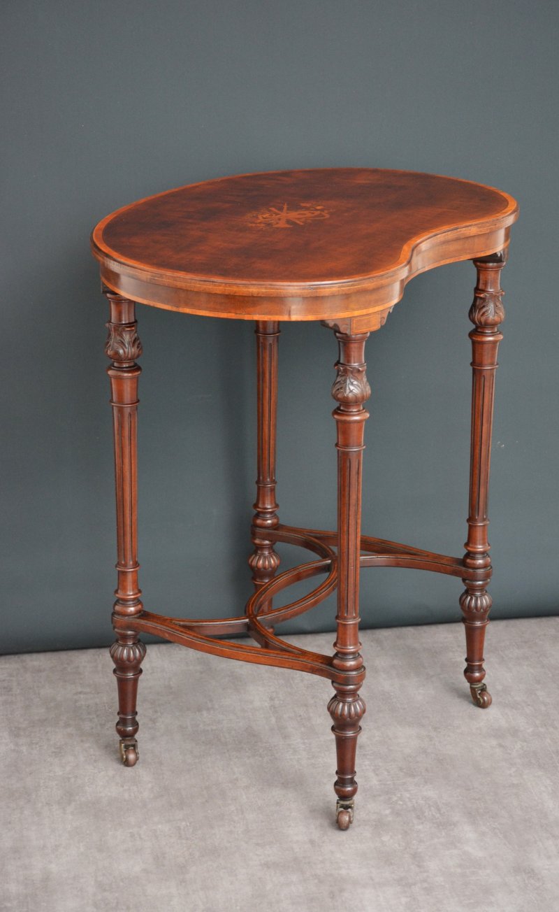 Exhibition Quality Edwardian Inlaid Mahogany Kidney Shaped Side Table - Image 4