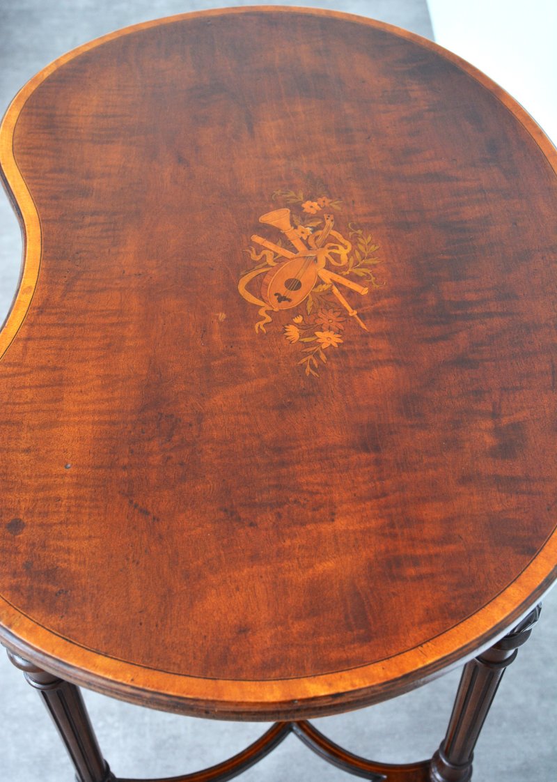 Exhibition Quality Edwardian Inlaid Mahogany Kidney Shaped Side Table - Image 5