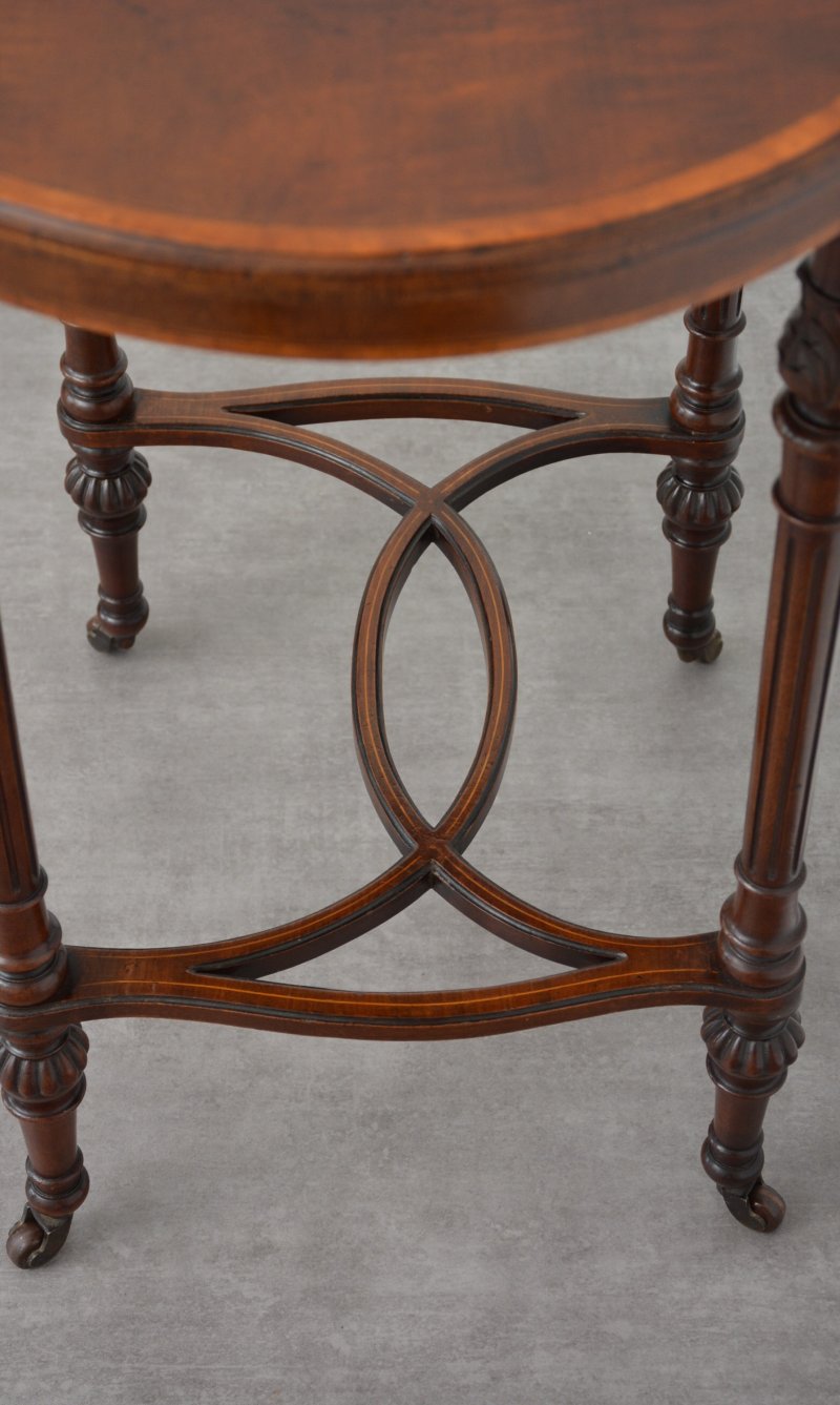 Exhibition Quality Edwardian Inlaid Mahogany Kidney Shaped Side Table - Image 11