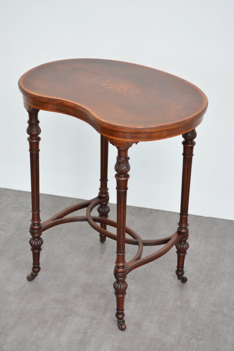 Exhibition Quality Edwardian Inlaid Mahogany Kidney Shaped Side Table - Image 12