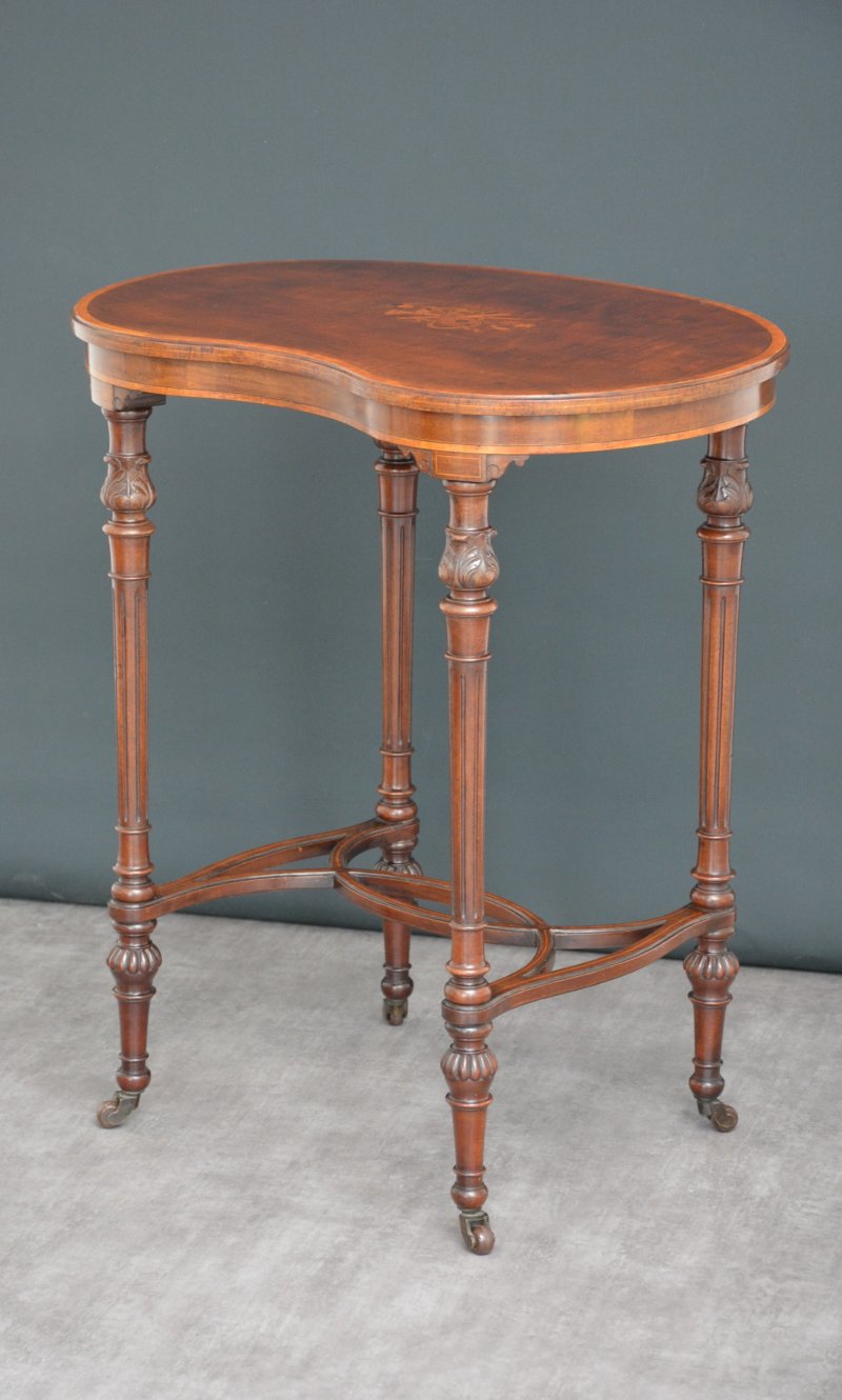 Exhibition Quality Edwardian Inlaid Mahogany Kidney Shaped Side Table - Image 14