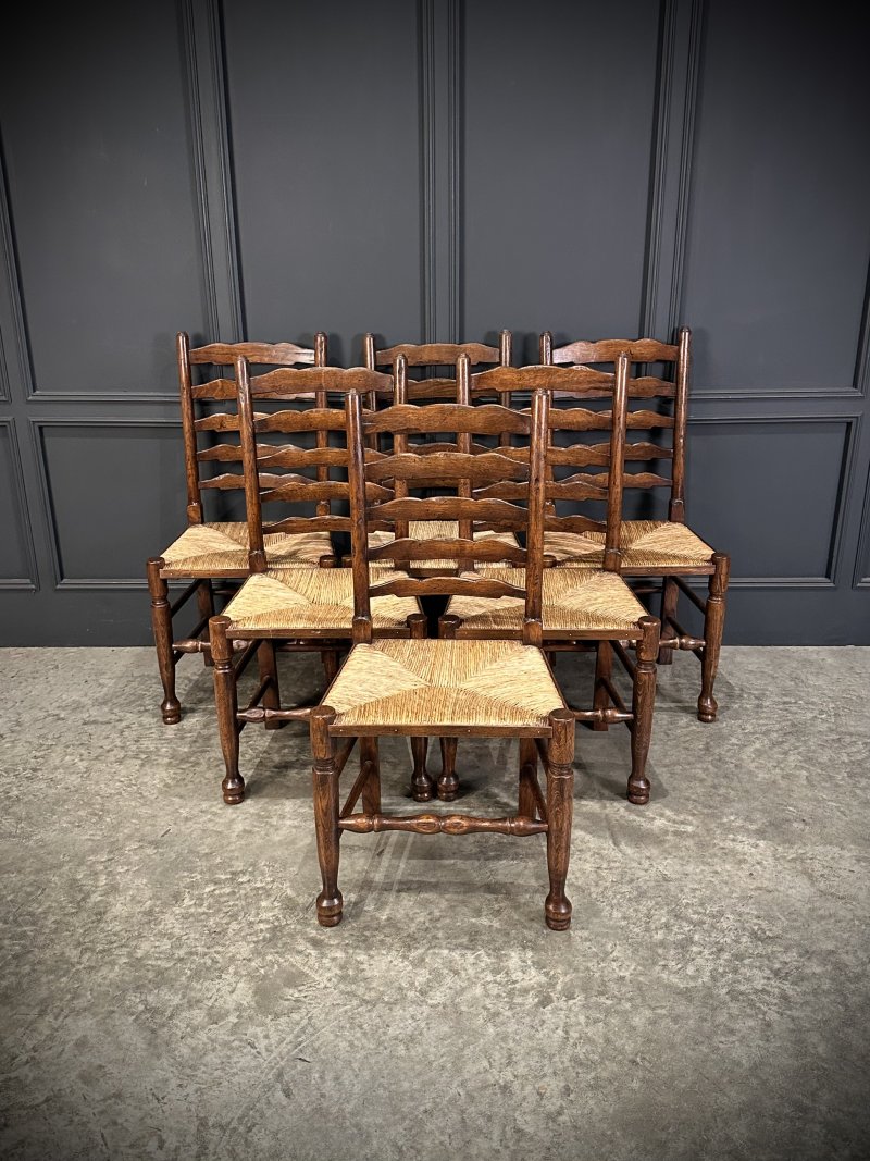 Set of Eight Ladder Back Dining Chairs - Image 8