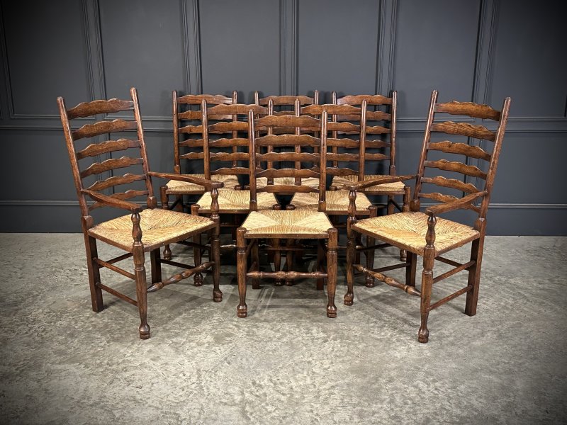 Set of Eight Ladder Back Dining Chairs - Image 2