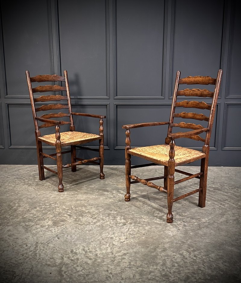 Set of Eight Ladder Back Dining Chairs - Image 11
