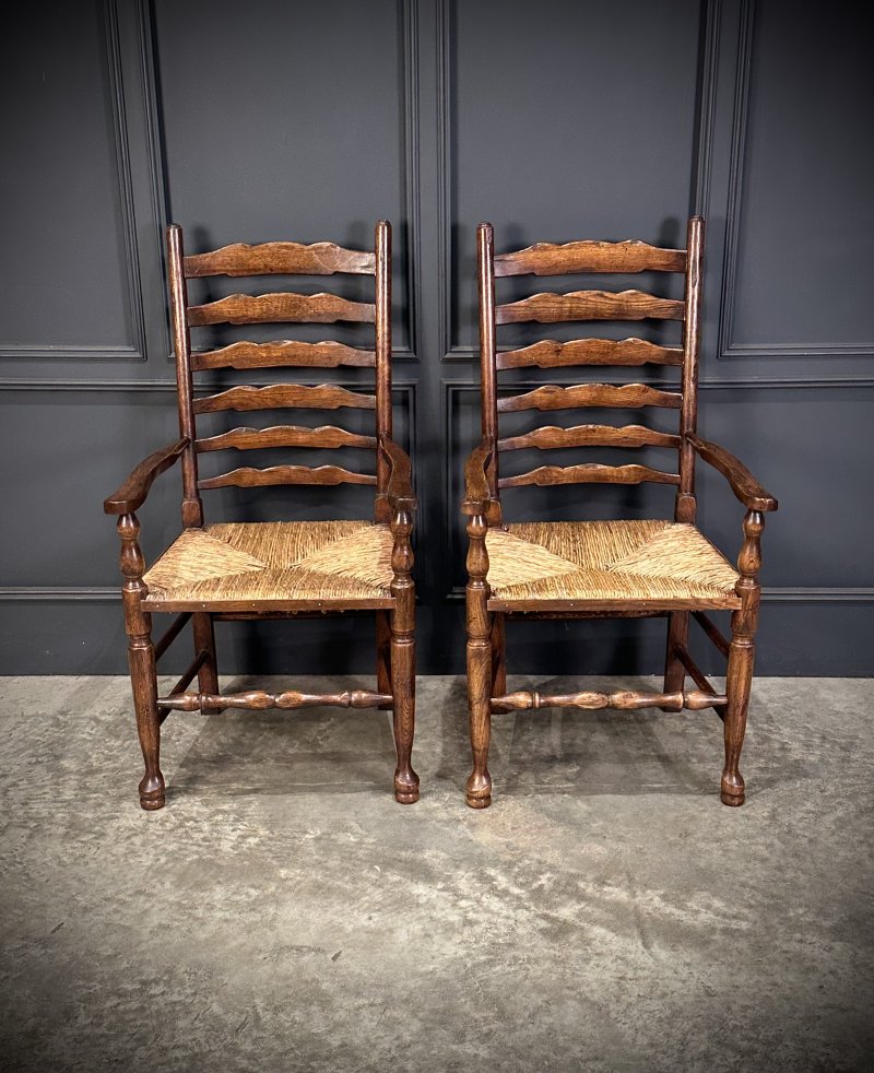 Set of Eight Ladder Back Dining Chairs - Image 12