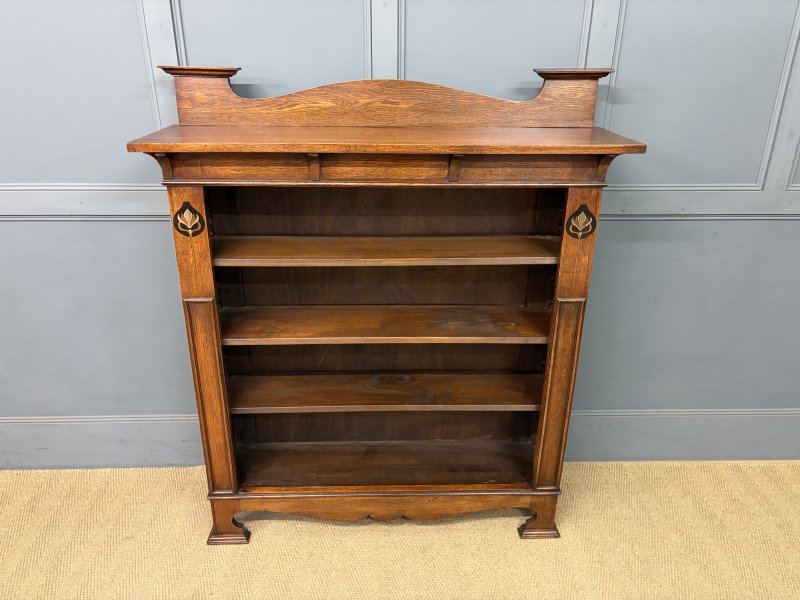 Arts & Crafts Oak Open Bookcase - Image 9