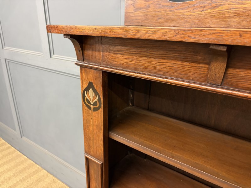 Arts & Crafts Oak Open Bookcase - Image 3