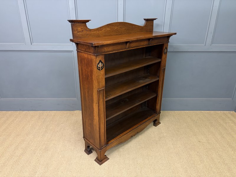 Arts & Crafts Oak Open Bookcase - Image 8