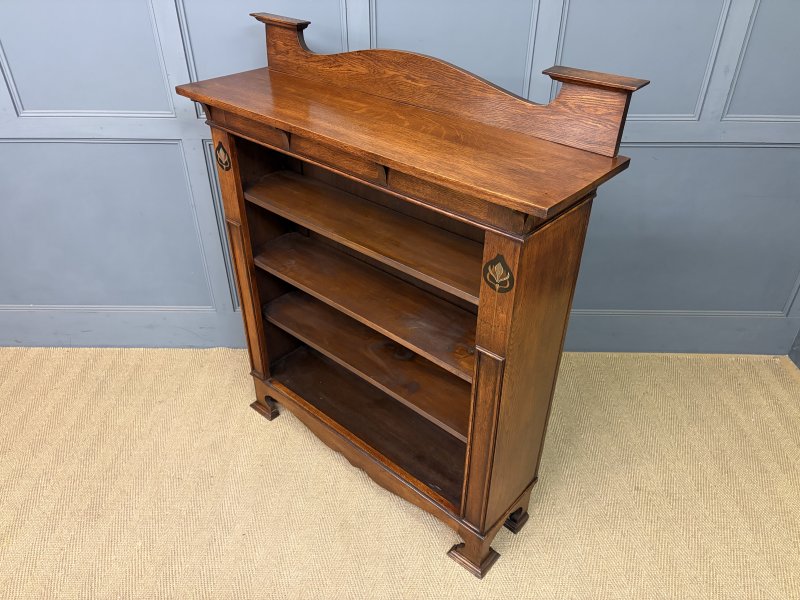 Arts & Crafts Oak Open Bookcase - Image 11